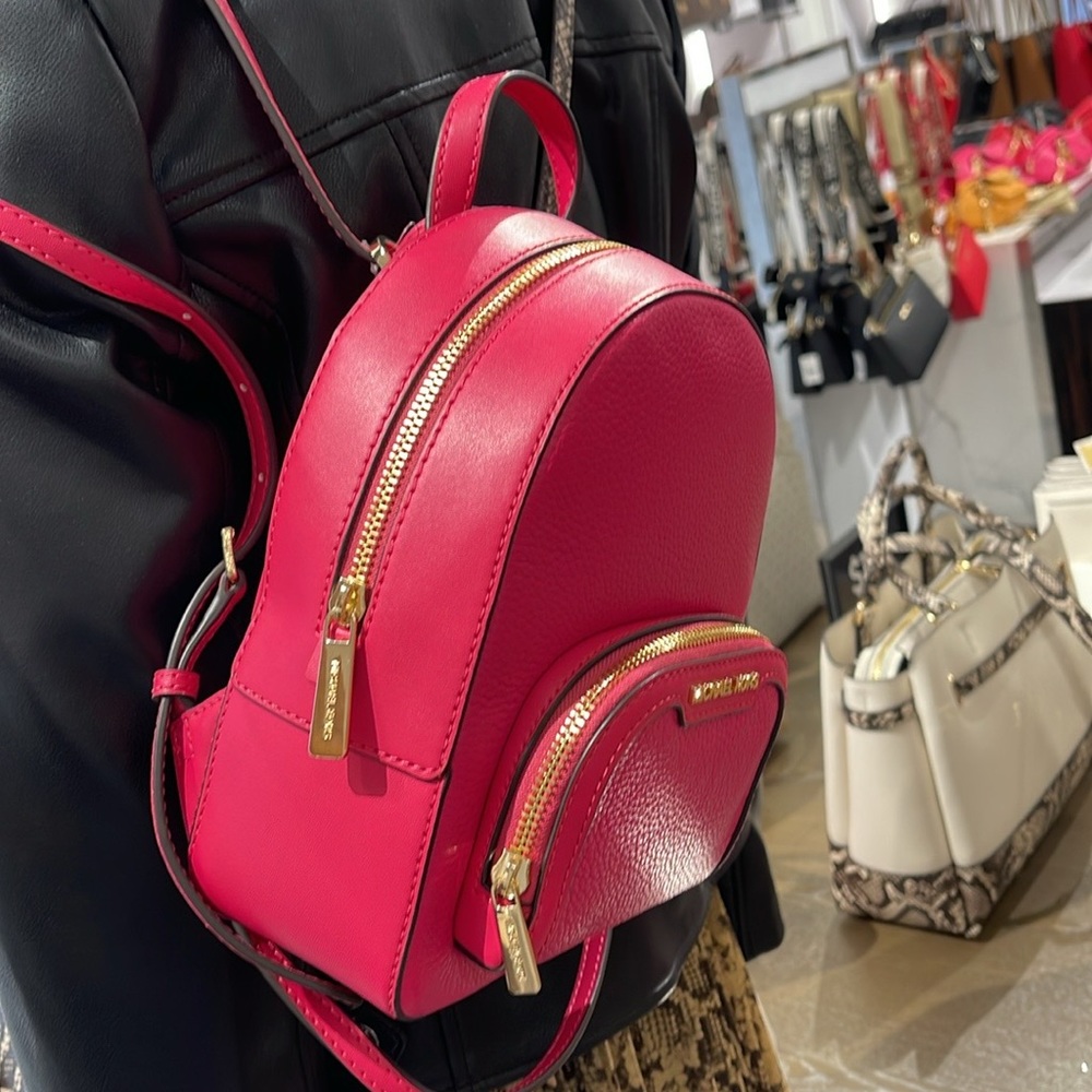 Michael Kors Ladies Backpack Bag Jaycee XS Convertible Zip Backpack Electrc Pink - Picture 7 of 16